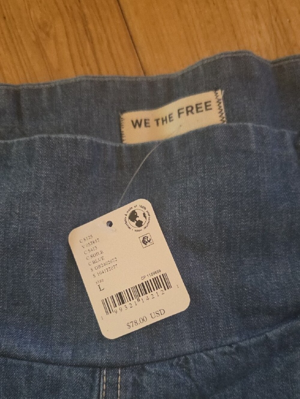 We The Free Indigo Denim Smocked Waist Shortalls. New With tags - Picture 2 of 7